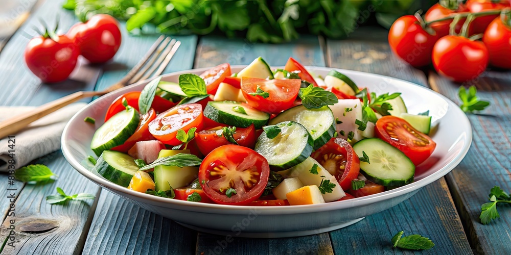 Fresh and vibrant tomato cucumber salad drizzled with olive oil and vinegar , Healthy, salad, fresh, tomatoes, cucumbers Fresh and vibrant tomato cucumber salad drizzled with olive oil and vinegar , Healthy, salad, fresh, tomatoes, cucumbers