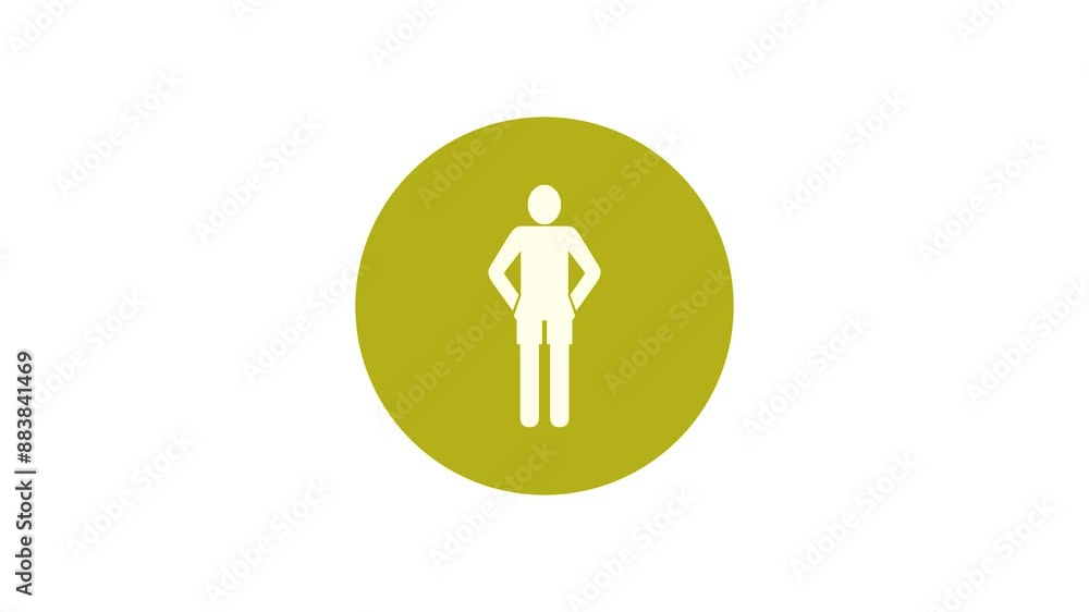 Boy icon yellow color simple shape circle animation white background