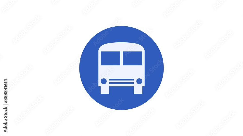 Bus icon blue color simple shape circle animation white background Bus icon blue color simple shape circle animation white background