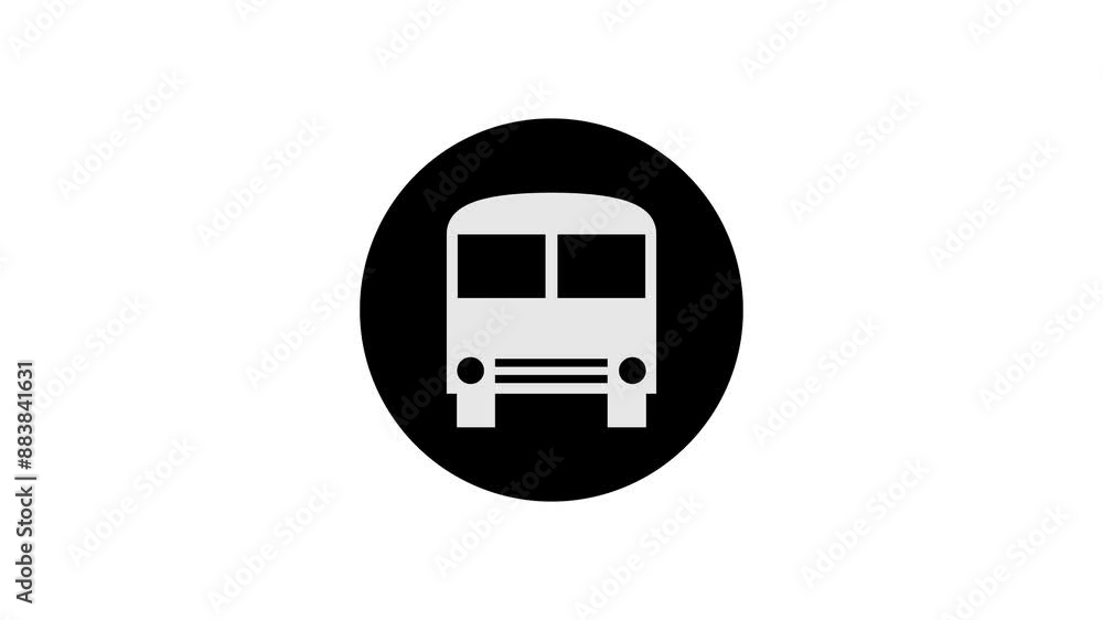 Bus icon black color simple shape circle animation white background Bus icon black color simple shape circle animation white background