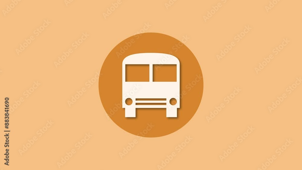 Bus icon brown color simple shape circle animation Bus icon brown color simple shape circle animation