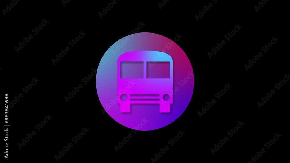 Bus icon gradient colorful simple shape circle animation black background Bus icon gradient colorful simple shape circle animation black background