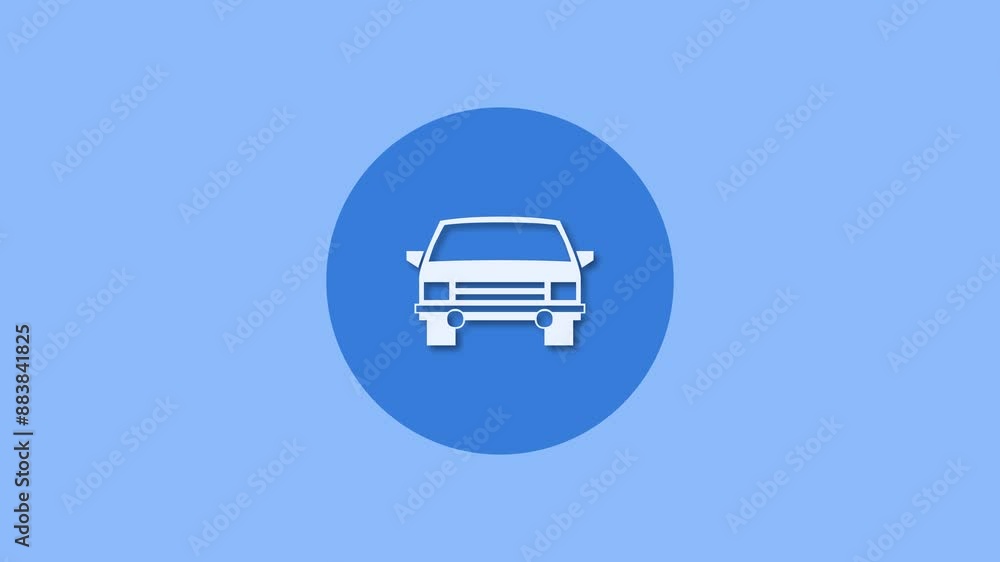 Car icon blue color simple shape circle animation Car icon blue color simple shape circle animation