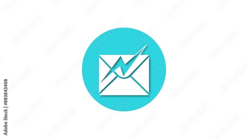 Email icon cyan color simple shape circle animation white background Email icon cyan color simple shape circle animation white background