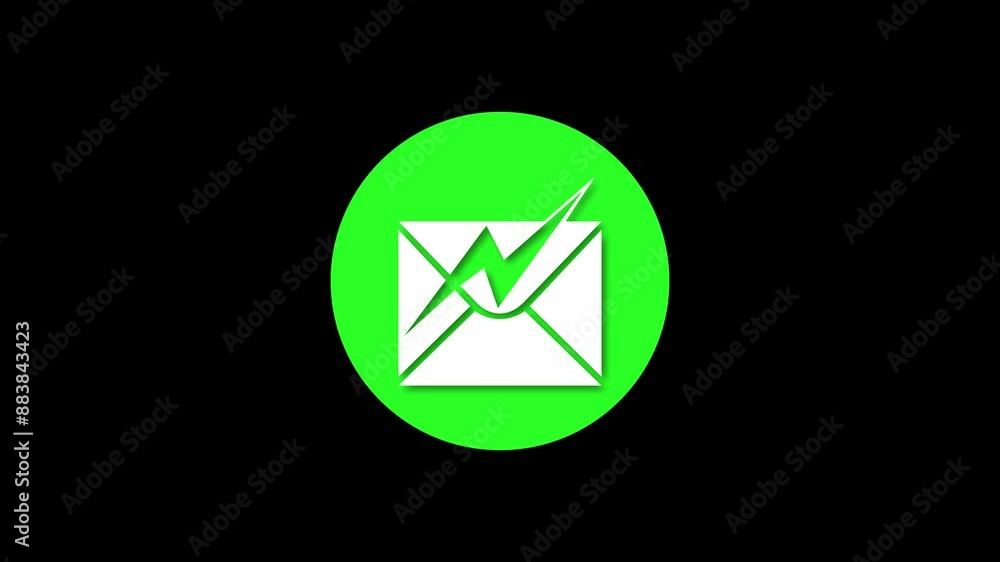 Email icon green color simple shape circle animation black background Email icon green color simple shape circle animation black background