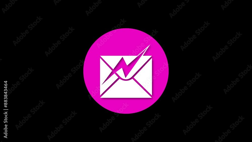 Email icon pink color simple shape circle animation black background Email icon pink color simple shape circle animation black background