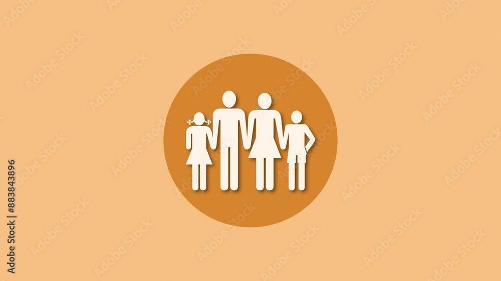 Family icon brown color simple shape circle animation Family icon brown color simple shape circle animation