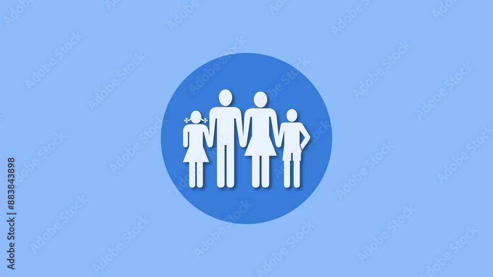 Family icon blue color simple shape circle animation Family icon blue color simple shape circle animation