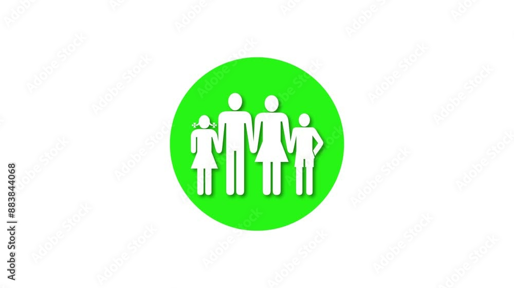 Family icon green color simple shape circle animation white background Family icon green color simple shape circle animation white background