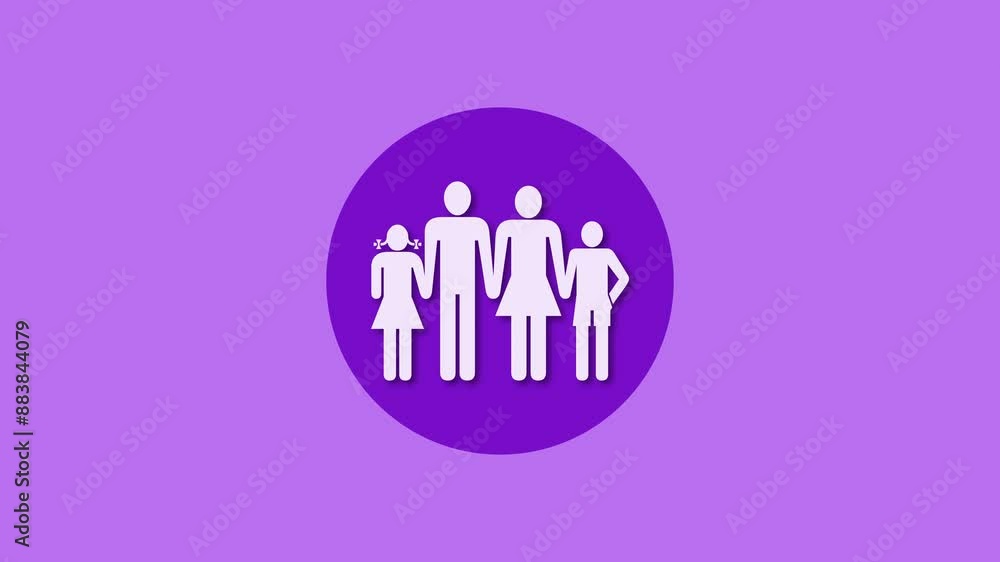 Family icon purple color simple shape circle animation Family icon purple color simple shape circle animation