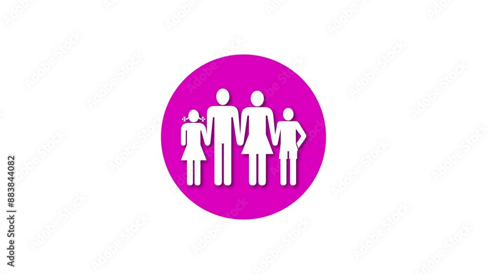 Family icon pink color simple shape circle animation white background Family icon pink color simple shape circle animation white background