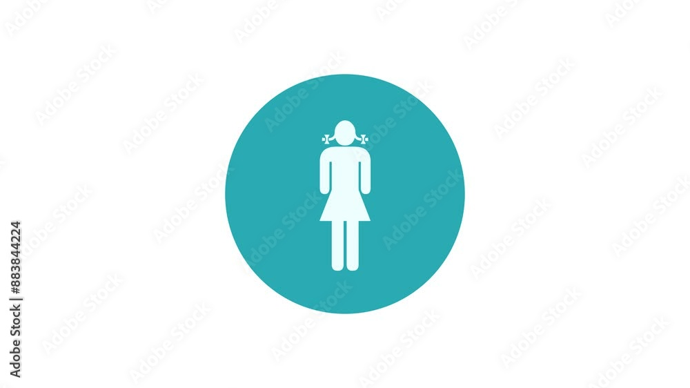 Girl icon cyan color simple shape circle animation white background Girl icon cyan color simple shape circle animation white background