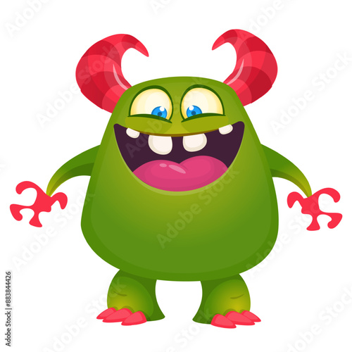 Funny cartoon monster with funny face. Halloween vector illustration. Great for package design or party decoration