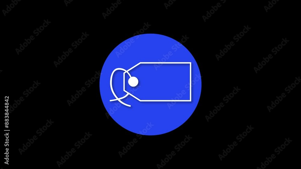 Label icon blue color simple shape circle animation black background Label icon blue color simple shape circle animation black background
