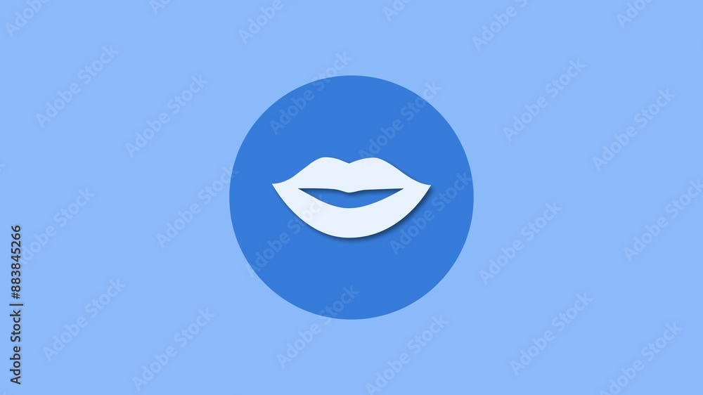 Lip icon blue color simple shape circle animation Lip icon blue color simple shape circle animation