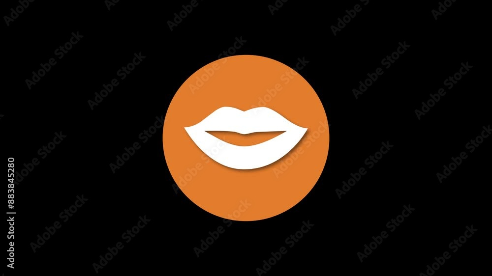 Lip icon brown color simple shape circle animation black background Lip icon brown color simple shape circle animation black background