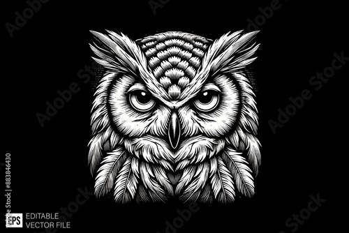 owl head illustratiob vector design photo