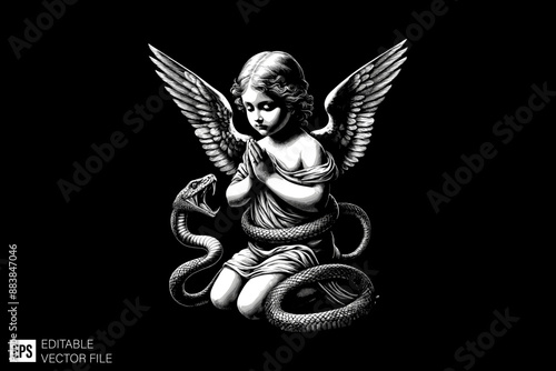 Dark art Vintage Cupid illustration graphic design ideas
