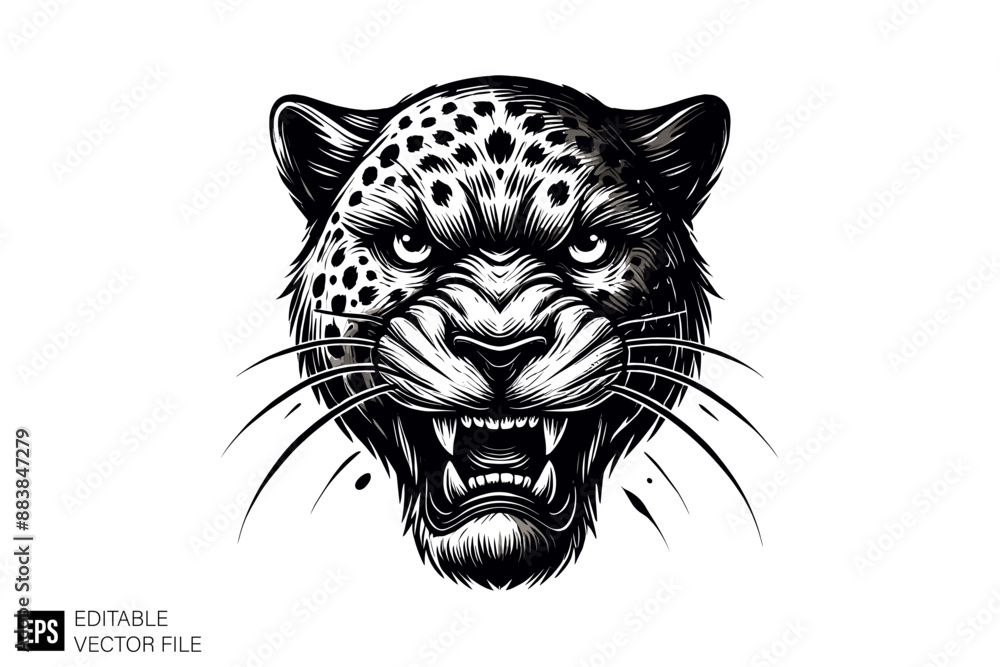 Black and white leopard head vector illustration design Black and white leopard head vector illustration design