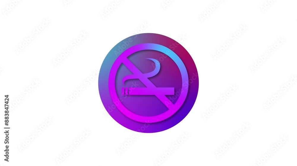 Smoking ban icon gradient colorful simple shape circle animation white background Smoking ban icon gradient colorful simple shape circle animation white background