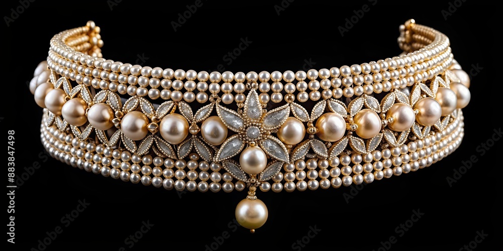 A luxurious choker adorned with gold, diamonds, and pearls, luxury, jewelry, choker, accessory, glamour, elegant, fashion A luxurious choker adorned with gold, diamonds, and pearls, luxury, jewelry, choker, accessory, glamour, elegant, fashion