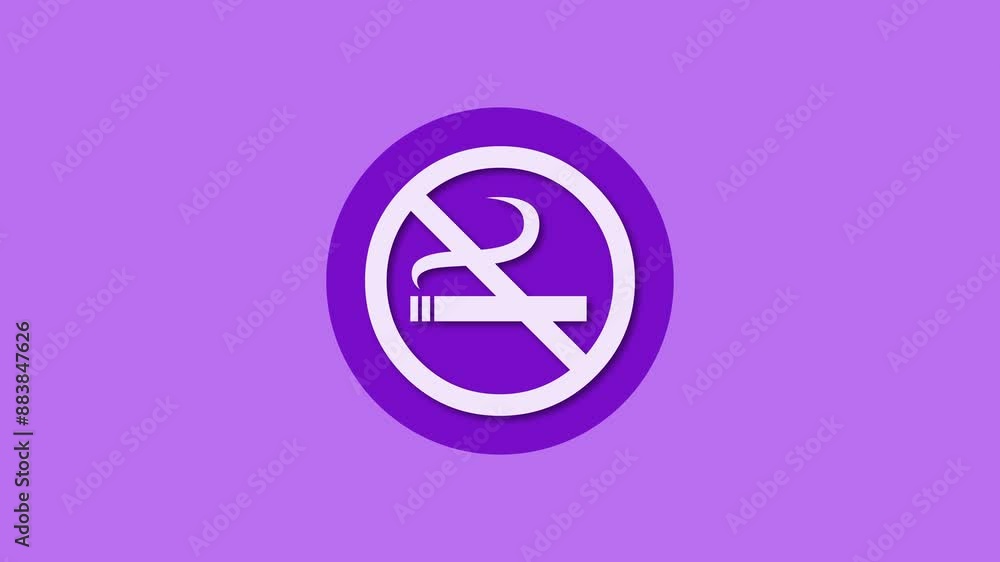 Smoking ban icon purple color simple shape circle animation Smoking ban icon purple color simple shape circle animation