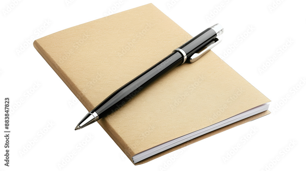 Black Pen on Brown Notebook for Writing and Note-taking Black Pen on Brown Notebook for Writing and Note-taking