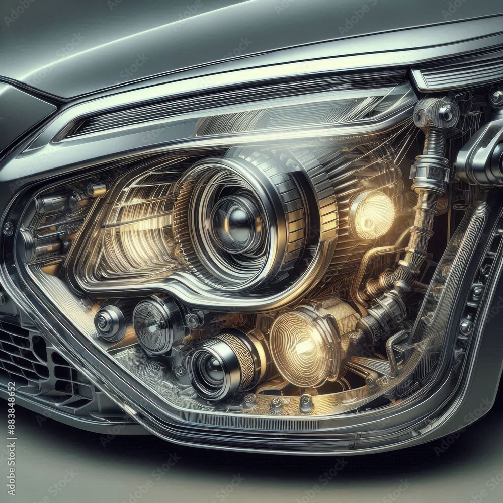 Obraz premium close view of the front light of the car