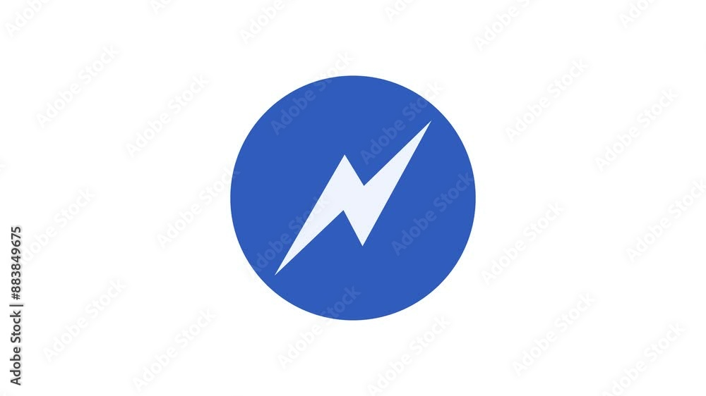 Thunderbolt icon blue color simple shape circle animation white background Thunderbolt icon blue color simple shape circle animation white background