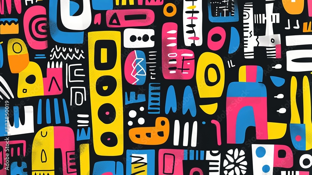 Colorful Abstract Pattern On Black Background Colorful Abstract Pattern On Black Background