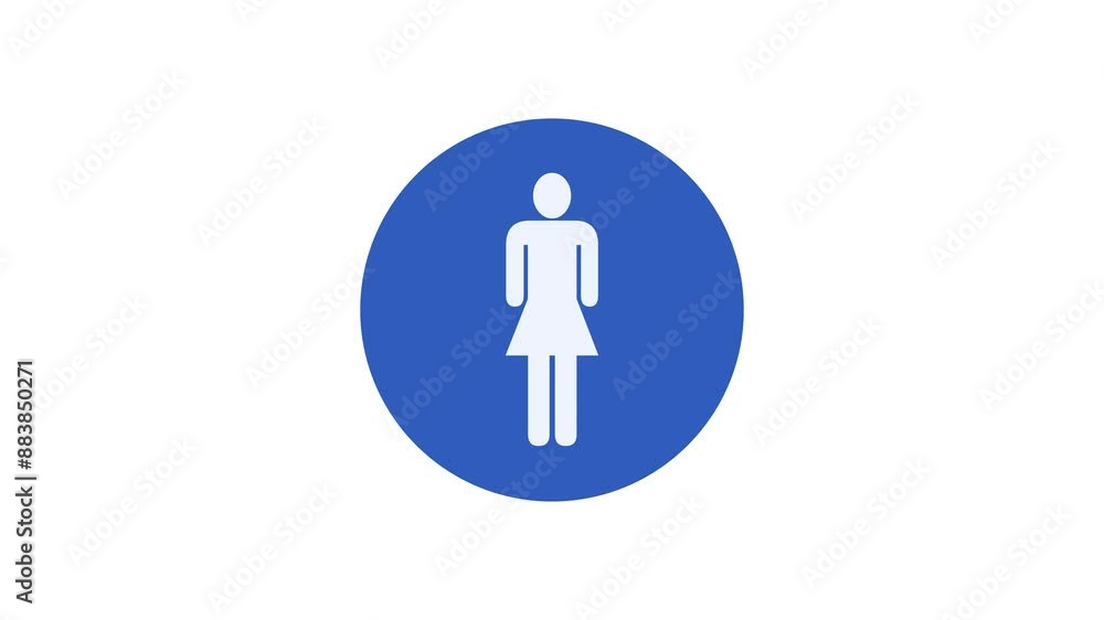 Woman icon blue color simple shape circle animation white background Woman icon blue color simple shape circle animation white background