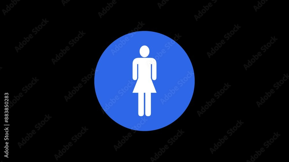 Woman icon blue color simple shape circle animation black background Woman icon blue color simple shape circle animation black background