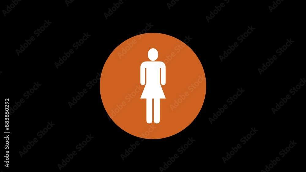 Woman icon brown color simple shape circle animation black background Woman icon brown color simple shape circle animation black background