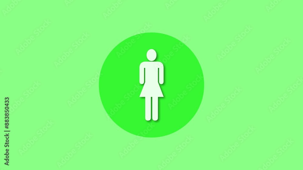 Woman icon green color simple shape circle animation Woman icon green color simple shape circle animation