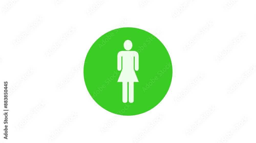 Woman icon green color simple shape circle animation white background Woman icon green color simple shape circle animation white background