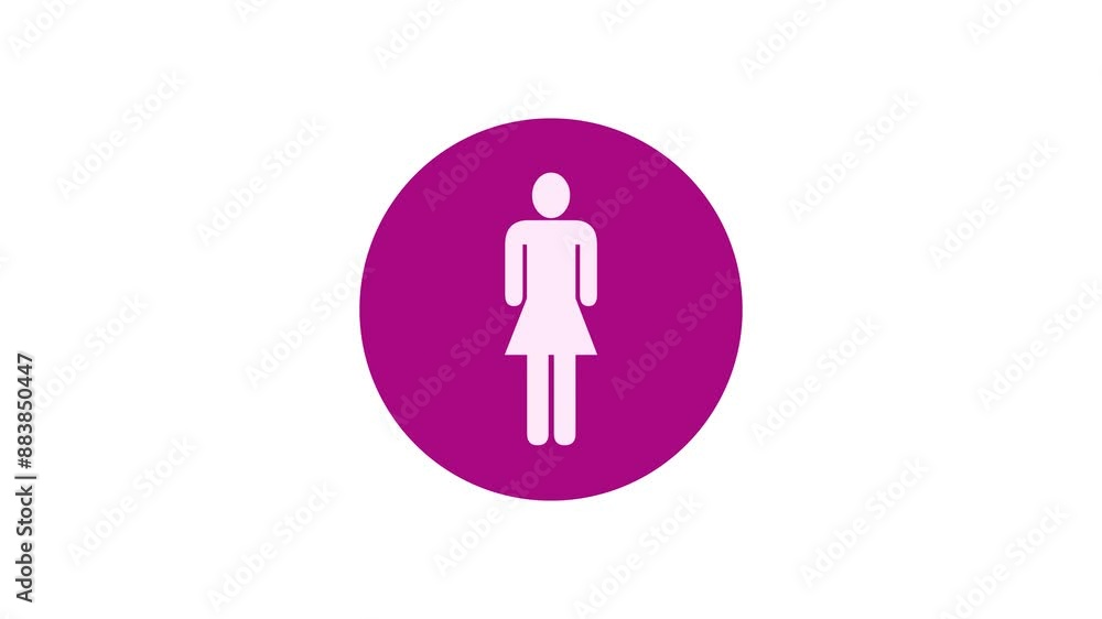 Woman icon pink color simple shape circle animation white background Woman icon pink color simple shape circle animation white background