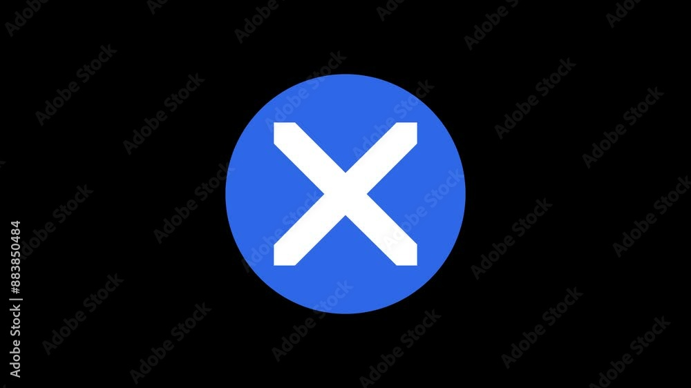 X mark icon blue color simple shape circle animation black background X mark icon blue color simple shape circle animation black background
