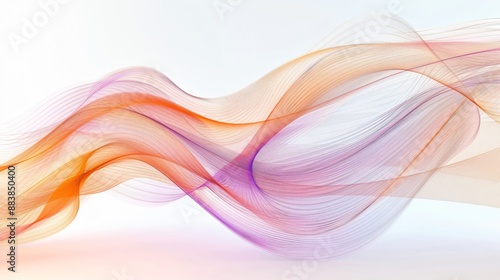 Abstract Wavy Lines in Pink, Orange, and White