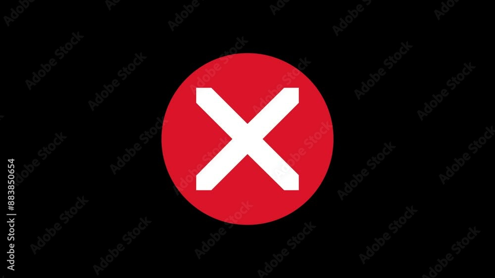 X mark icon red color simple shape circle animation black background X mark icon red color simple shape circle animation black background