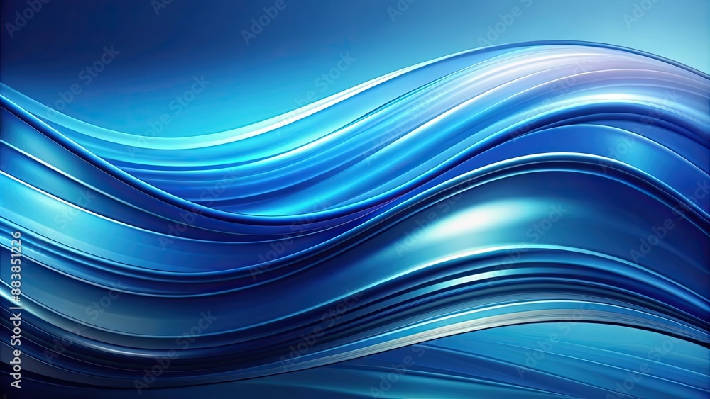 Naklejka premium Abstract blue wave background with flowing curves and gradients, blue, wave, abstract, background, design, pattern, flowing, curves