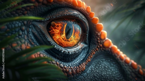 Fototapeta Naklejka Na Ścianę i Meble -  Close up of a predator dinosaur eye art