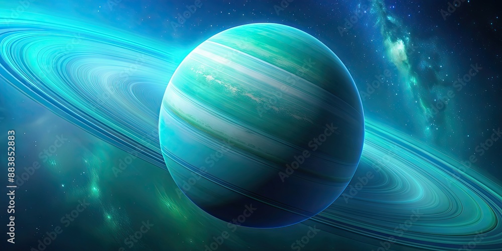 Abstract background featuring the planet Uranus in vibrant blues and greens , Uranus, planet, abstract, background, space Abstract background featuring the planet Uranus in vibrant blues and greens , Uranus, planet, abstract, background, space