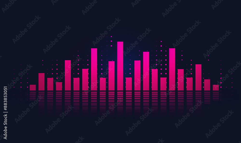 Fototapeta premium 3d render, abstract panoramic background, neon light, laser show, impulse, equalizer chart, ultraviolet spectrum, pulse power lines, quantum energy impulse, violet glowing dynamic