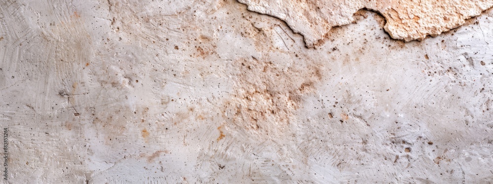 A tight shot of a concrete wall, revealing rusted paint flakes peeling from its surface A tight shot of a concrete wall, revealing rusted paint flakes peeling from its surface