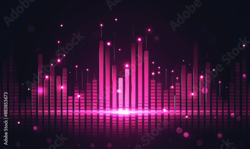3d render, abstract panoramic background, neon light, laser show, impulse, equalizer chart, ultraviolet spectrum, pulse power lines, quantum energy impulse, violet glowing dynamic
