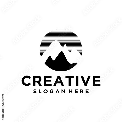 negative space moon mountain ...