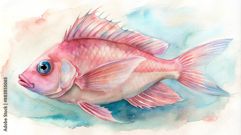 Obraz premium Soft watercolor illustration of a pink anthias.