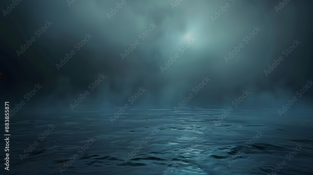 night foggy blurred background of restless mystical sea