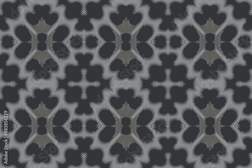 Ikat ethnic Indian seamless pattern. Design for background, wallpaper, vector illustration, fabric. Ikat ethnic seamless pattern design. Aztec fabric carpet.