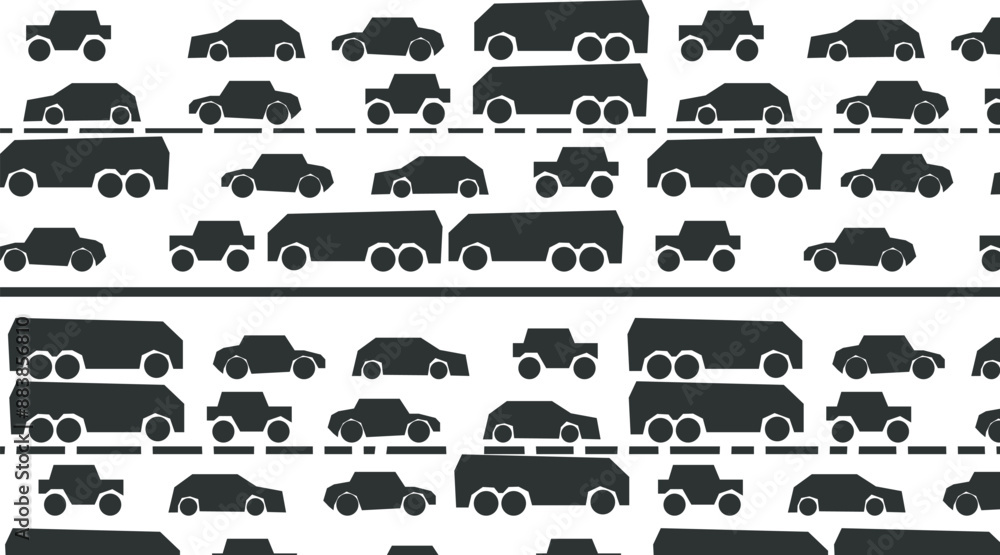 Two lane highway with many cars. A traffic jam forms. Two lane highway with many cars. A traffic jam forms.
